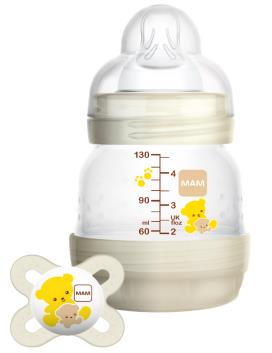 סט בקבוק האכלה אנטי קוליק 130 מ''ל + מוצץ MAM